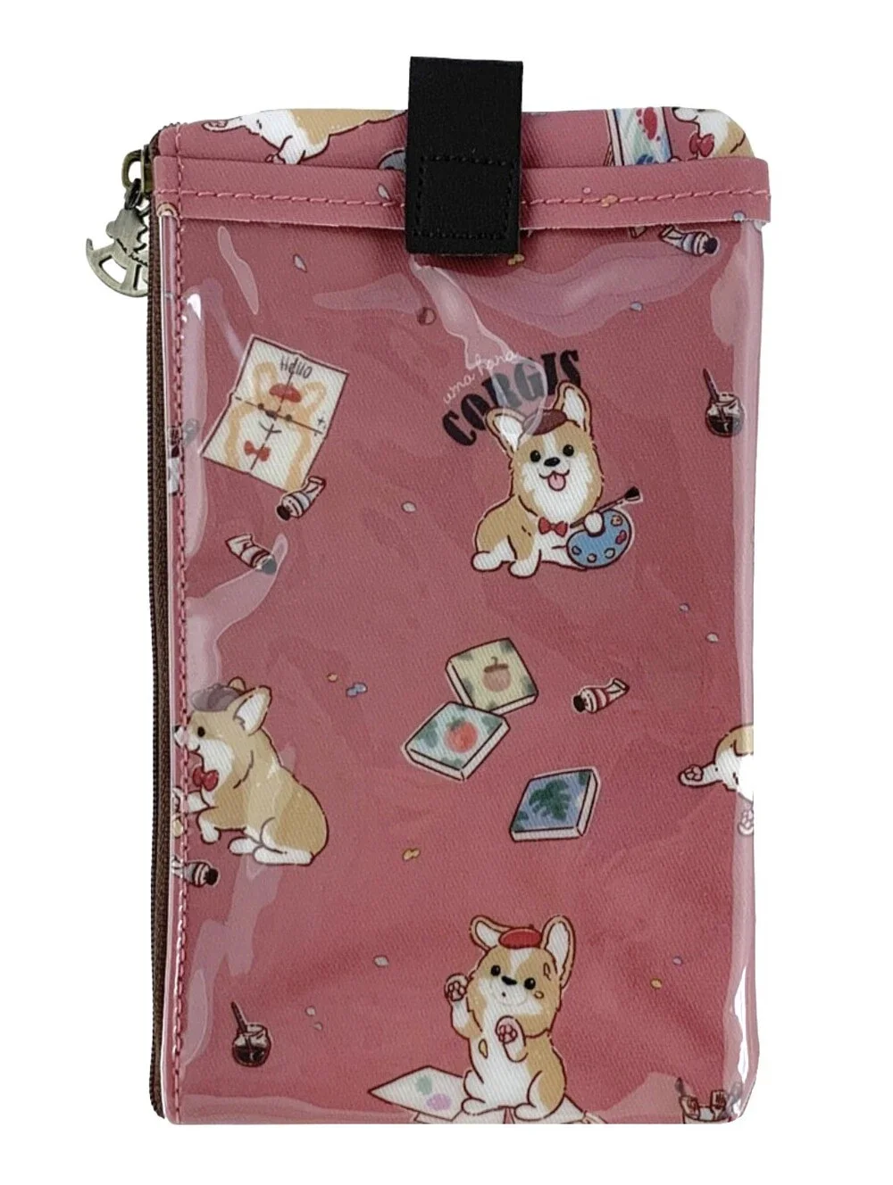 Waterproof Corgi Artist Phone Case Pouch W/ Neck Strap